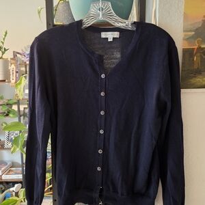 Charter Club Blue Cardigan Sweater Classic Knit V-Neck